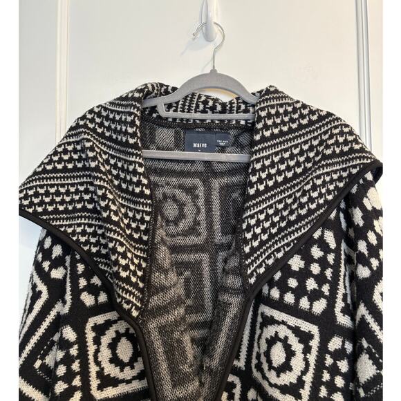 Maeve by Anthropologie ONE SIZE Geometric Black White Open Sweater - Picture 5 of 6